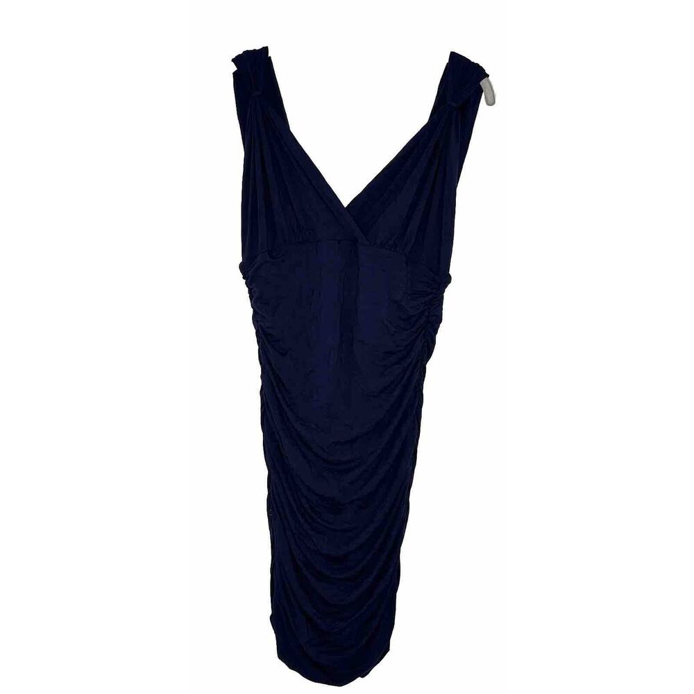 Tart Women’s Navy Blue Modal V Neck Ruched Sleeveless Dress Size L NEW